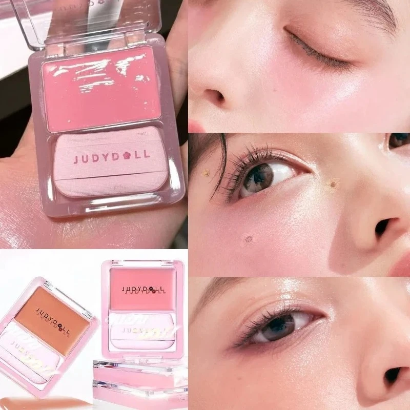 Judydoll Water Light Cream Hydrating Blush Multi Purpose Moisturizing High Light Expanding With Puff Long-lasting Face Makeup