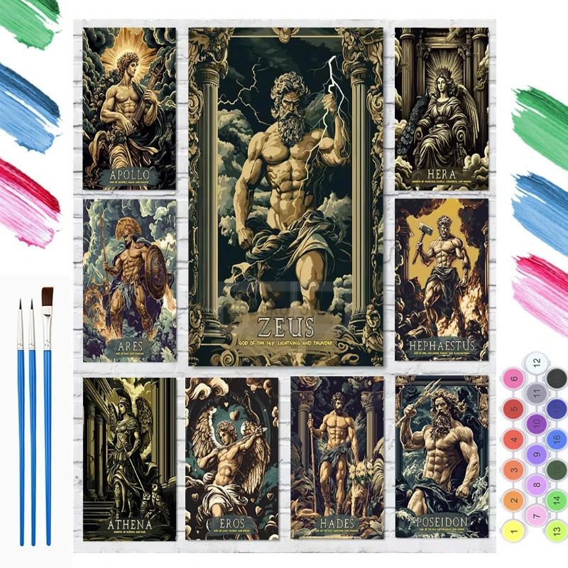 DIY Digitales Ölgemälde Malen nach Zahlen Griechische Mythologie Götter Leinwand Handgemaltes Kunstwerk für Heimdekoration Festgeschenk