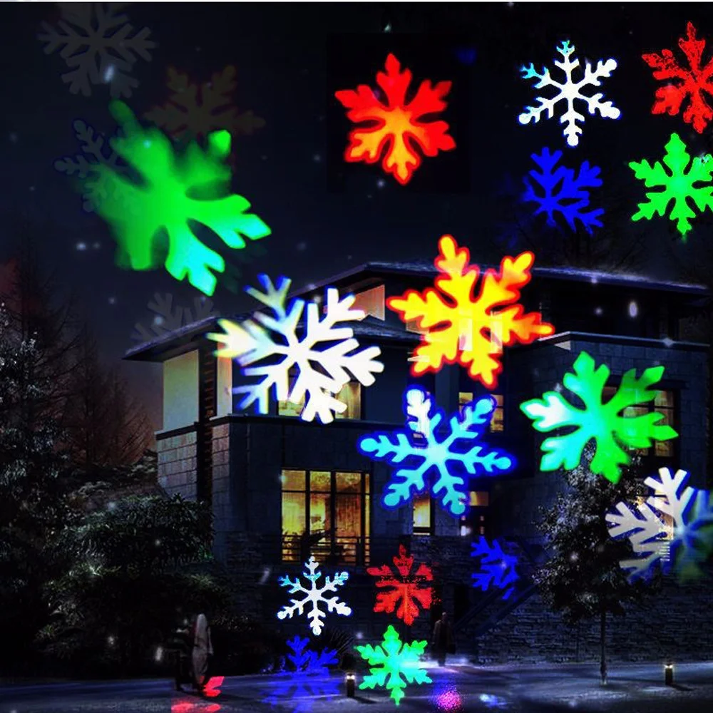 Snowflake Outdoor Projector Lamp Solar Powered Lawn Light White/Multicolor Garden Decoration for Christmas Party,Birthday