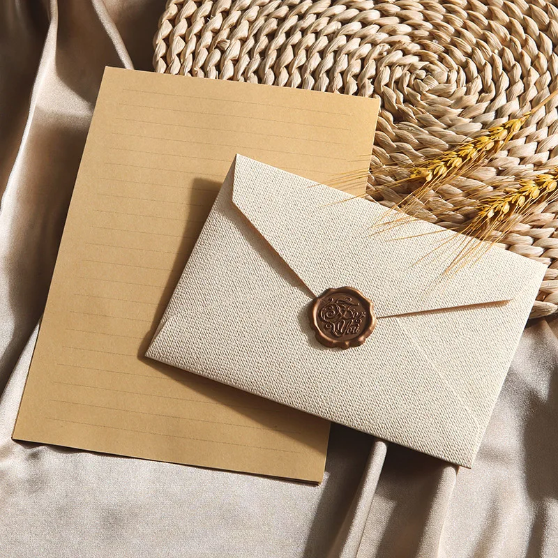 16pcs/Set Burlap Envelope Letter Paper Set Vintage Style Book Chinese Style Cowhide Special Paper Invitation Postcard