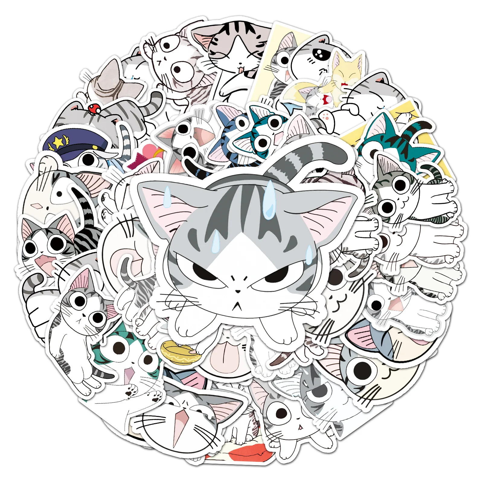 

53PCS Cartoon Kawaii Cat Stickers Japanese Comics Role Graffiti Decoration DIY Kids Toys Laptop Guitar Car Bike Water Cup Decals
