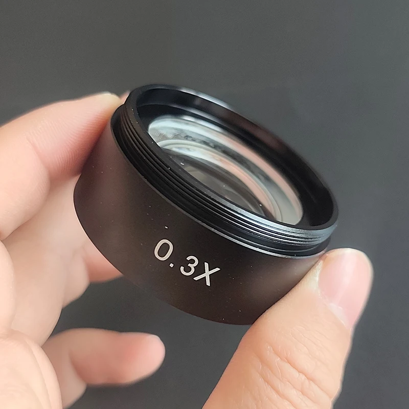 0.3X Barlow Lens Objective Microscope Auxiliary Objective Lens Mounting Thread 48mm Working Distance 250mm