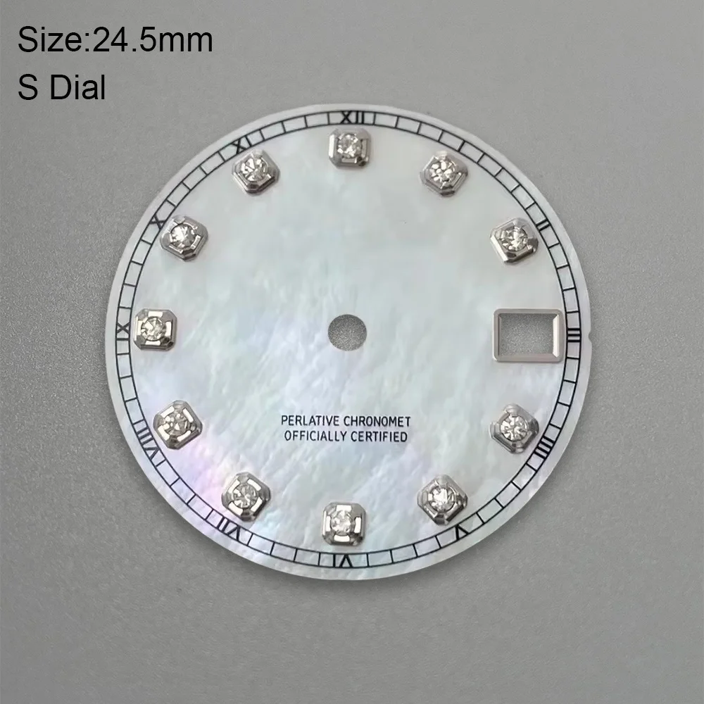 24.5mm S Logo Diamond Shell Dial Fit NH05 Japan Movement High Quality Watch Modification Accessories
