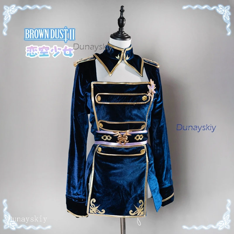 Brown Dust 2 Blade Sexy Velvet Uniform Costume – Young Lady Dark DPS Skin + Wig, Women’s Halloween Carnival Party Suit view 5