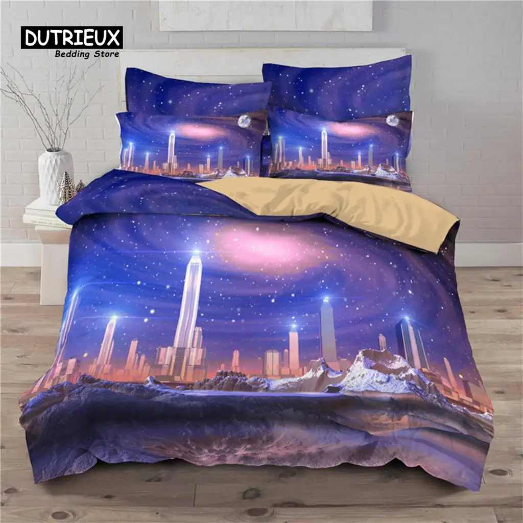 Landscape Starry Sky Duvet Cover Microfiber 3D Print Galaxy King Queen Bedding Set For Kids Teen Boys Girls Gift Bedroom Decor