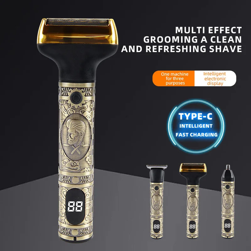 

Three-in-one electric hair clipper multifunctional razor rechargeable razor nose hair trimmer set