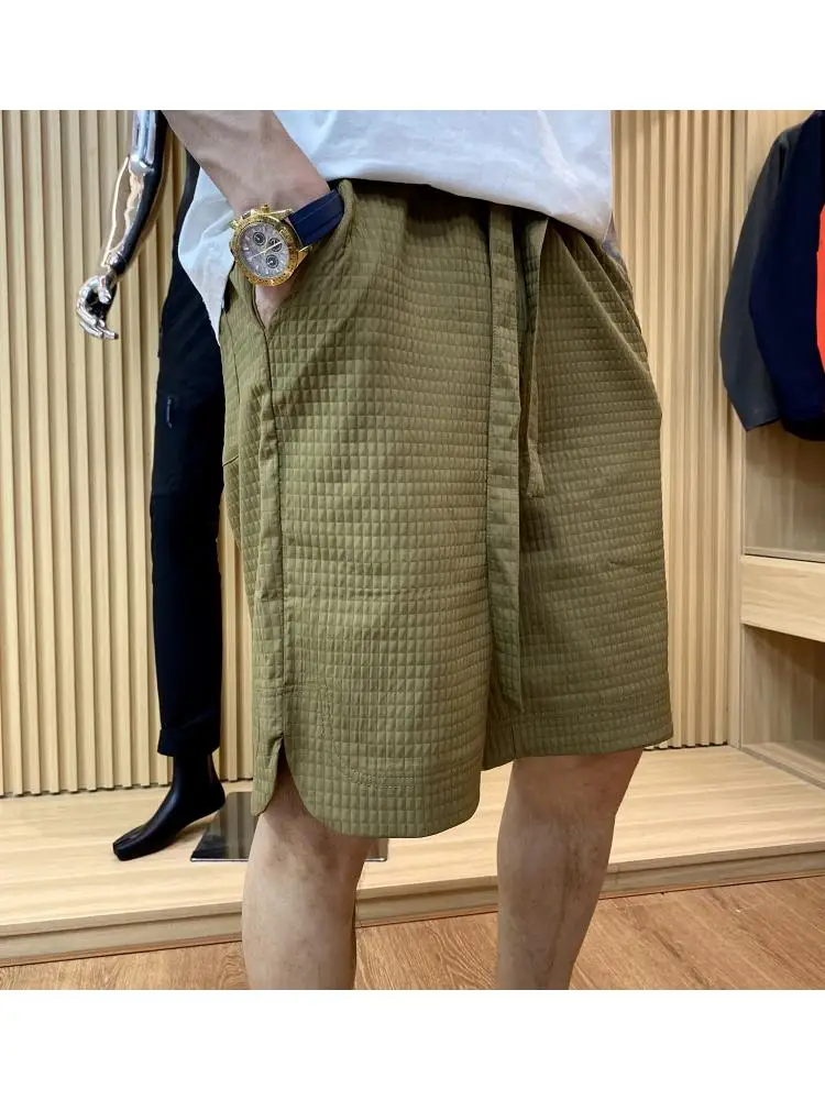 

Line! 3D Corn Texture Fabric! Summer New Men's Loose Sa Straight Leg orts Trendy Straight Cut Casual Pants