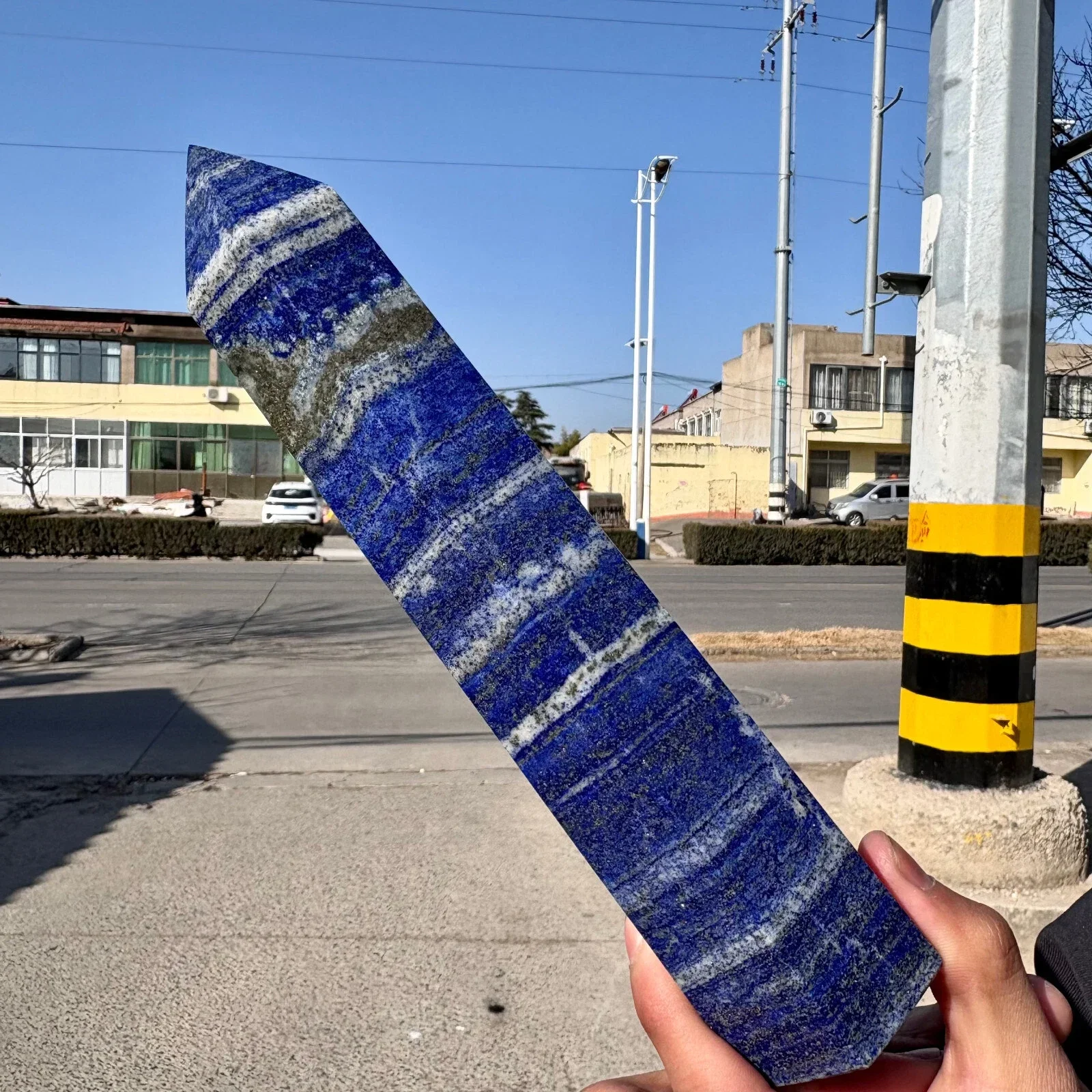 Natural Lapis Lazuli Obelisk,Quartz Crystal Blue Ore Column, Mineral Reiki, Healing Tower Column