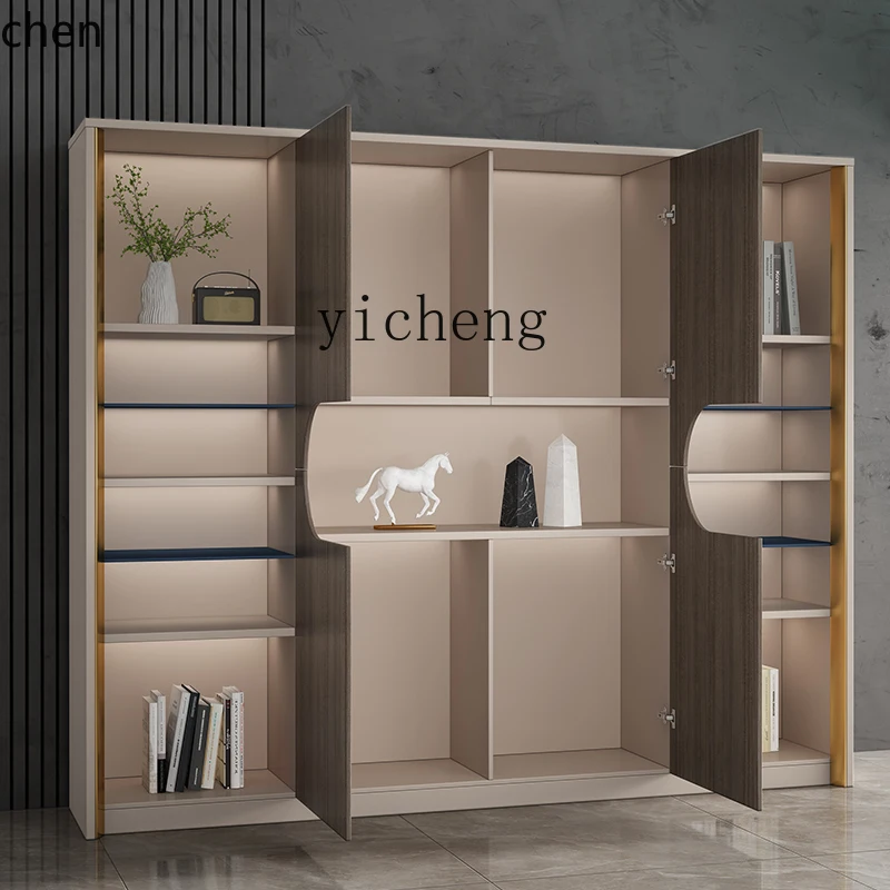 HXL File Cabinet Wooden Boss Bookcase Board File Storage Office Background Document Cabinet