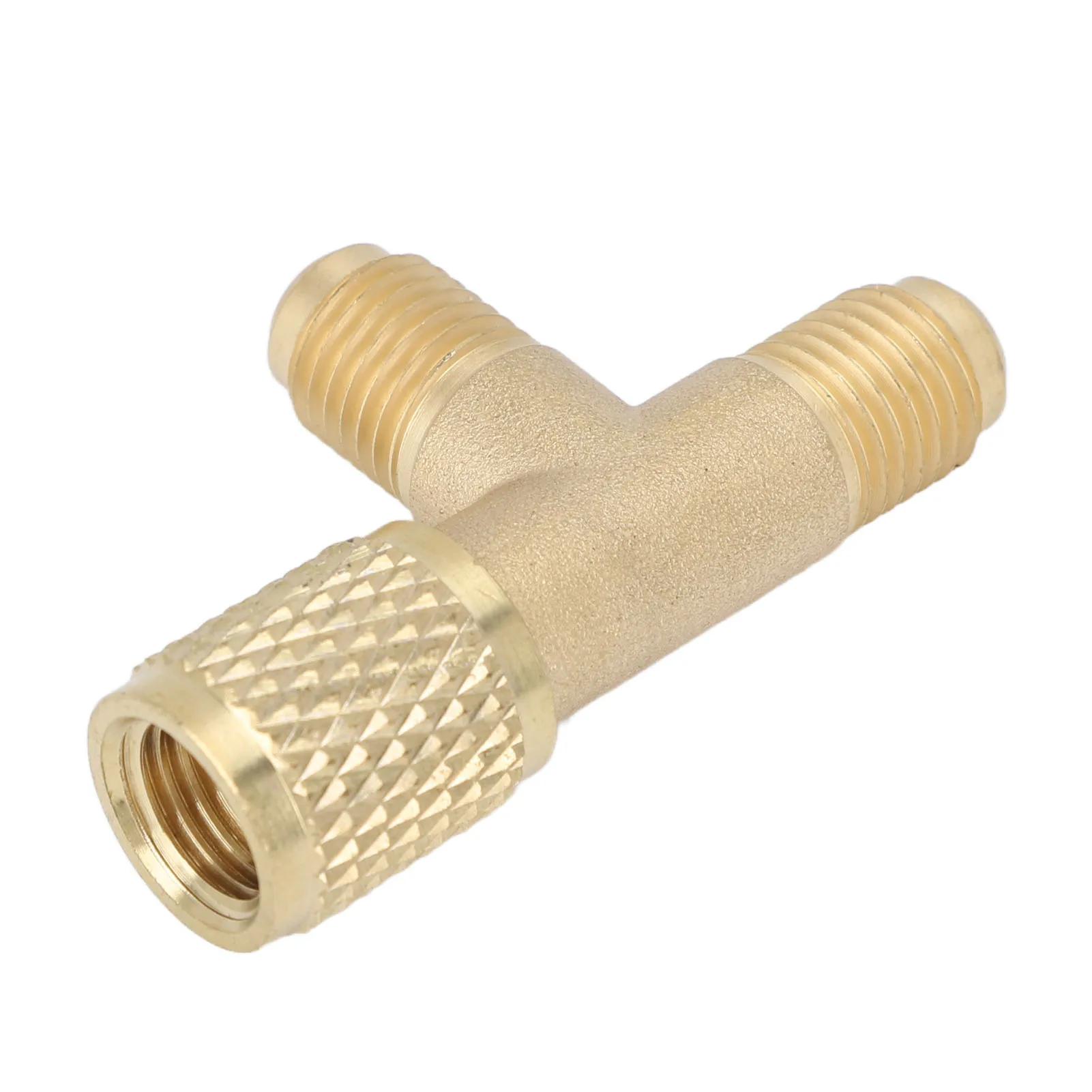 1/4in Valve Tee Adapter Quick Coupler Tee Adapter with Valve  Brass 1/4in SAE Sturdy Structure for R22 R12 R134