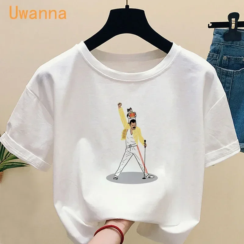 Freddie Mercury T Shirt Women Printed Hip Hop Short Sleeve Streetwear Harajuku Casual Music T-shirt Funny Graphic Tees Womens