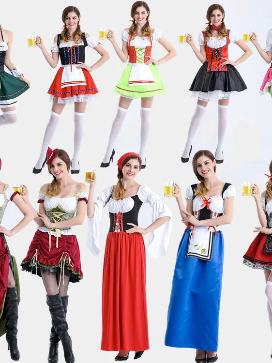 

n Mh Beer Festival Costume Qingdao Beer Girl Bart Outfit Set Barmaid Roleplay Suit Traditional Chinese Ethnic Wear
