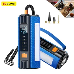 BUWEI Portable Car Air Pump Wireless Auto Air Compressor Power Bank LED Lighting Electric Tire Inflator for Car Motorcycle Balls