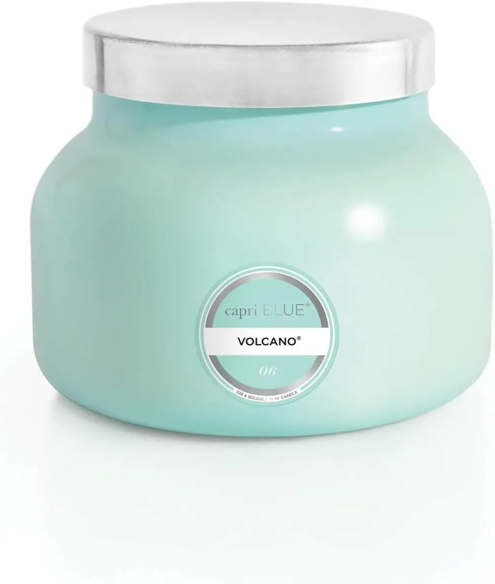 

Volcano Scented Candles - Luxury Glass Jar Candles For Home Scented With Tropical Fruit & Sugared Citrus - Soy Wax Blend -