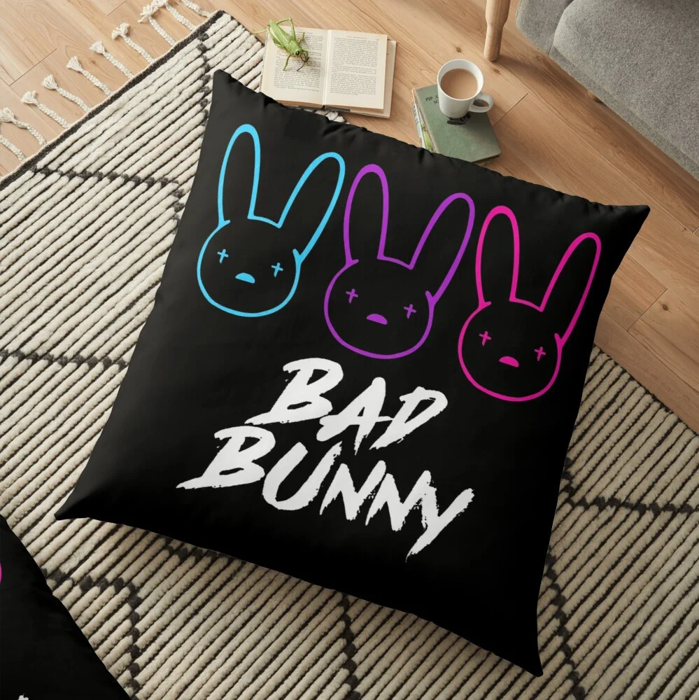 Bad Bunny Pattern Pillow Case Fashion Square Cushion Car Sofa Home Office Decor