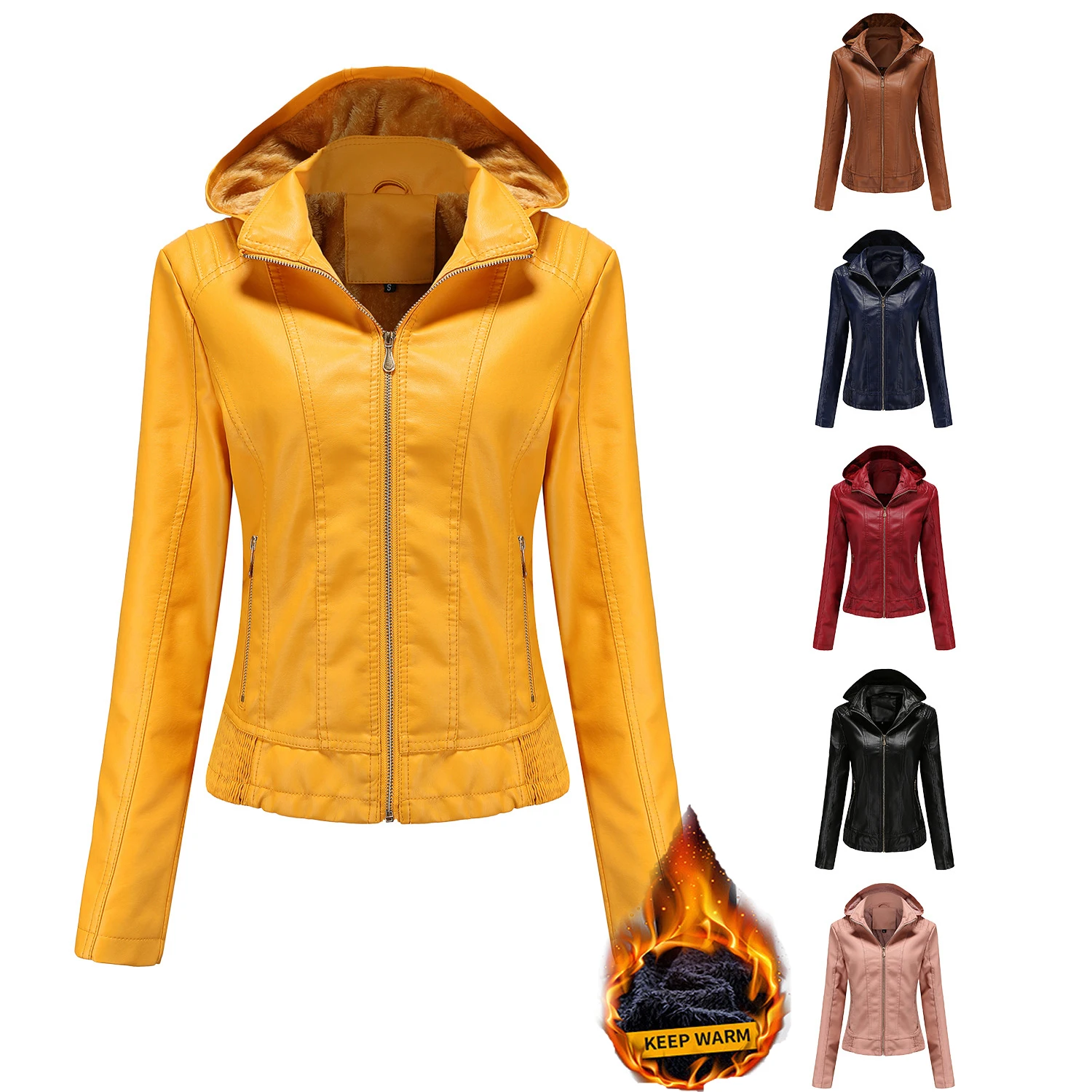 Abrigo de piel sintética con capucha para mujer, Chaqueta corta de terciopelo para mantener el calor, a la moda, para otoño e invierno, S-XXXL