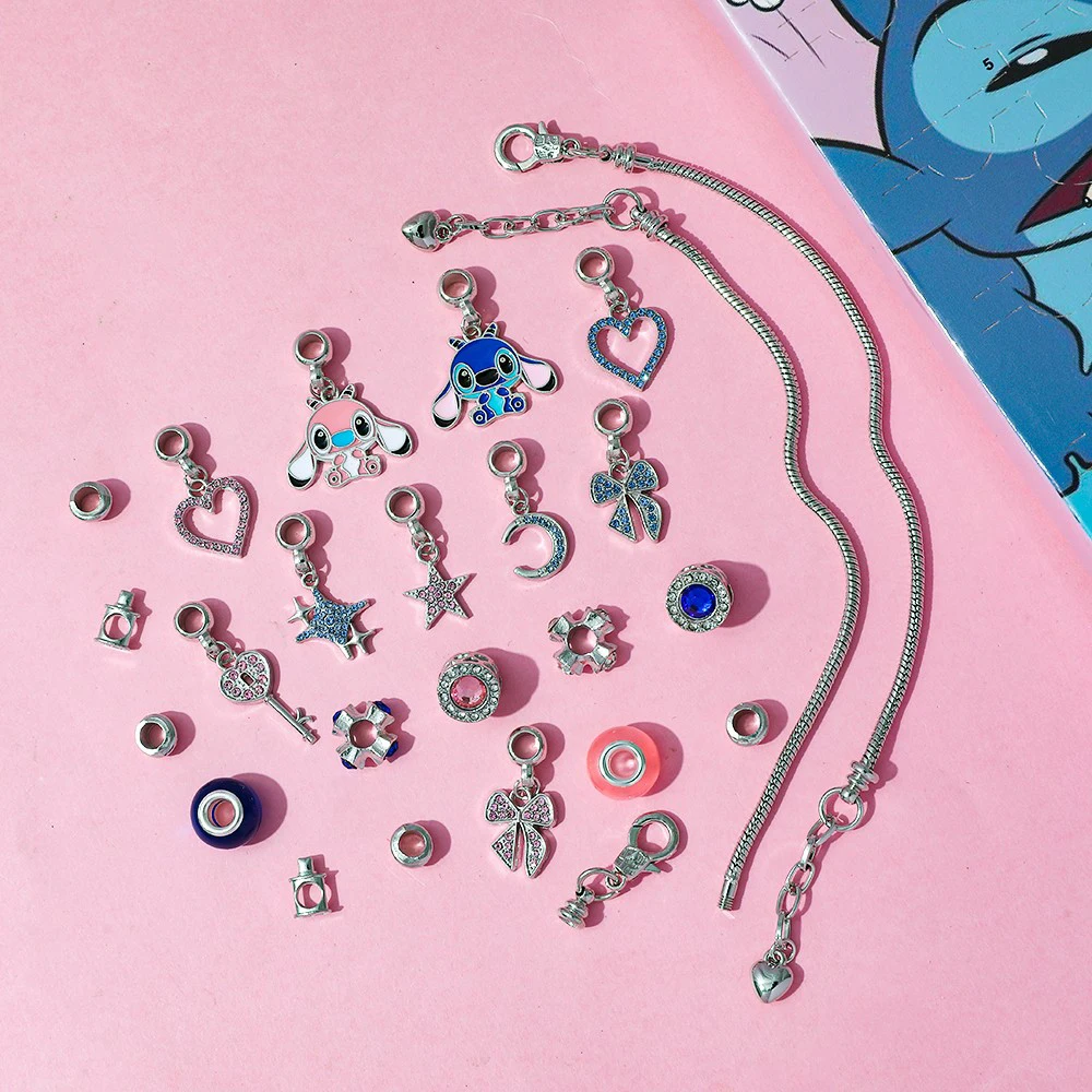 Disney dos desenhos animados lilo & stitch requintado advento surpresa caixa cega ponto anjo diy encantos pingente acessórios para presentes de férias