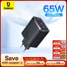 BASEUS GaN 3 Port Pro Fast Charger, 65W