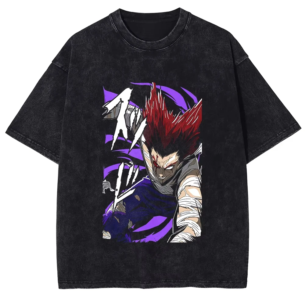 

Men Washed T Shirt Fashion Streetwear Anime Graphic T-Shirt Vintage Cotton Summer Short Sleeve Tee Unisex