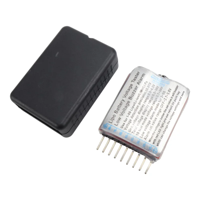Probador de voltaje de batería Lipo 1-8S, zumbador de bajo voltaje, alarma, comprobador de voltaje de batería, altavoces duales para coche RC, Dron, barco, avión