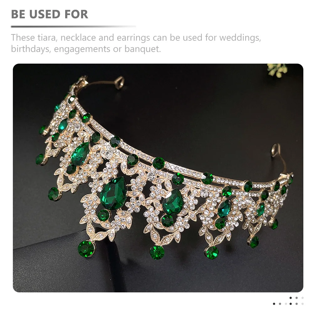 

Crown Necklace Earring Set Wedding Tiara The Bridesmaid Jewelry Kit Prom Costume for Little Tiaras Pendant