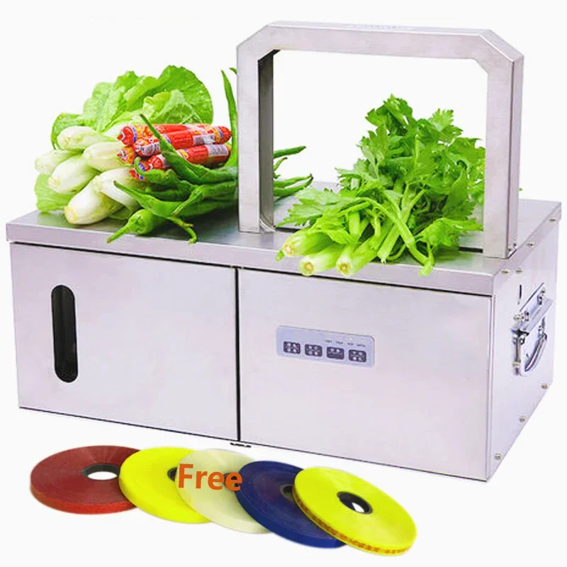 Stainless steel leaf vegetable binding machine with colorful tying tape