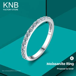 KNB Real Moissanite Diamond Solitaire Stackable Rings for Women 925 Sterling Silver Engagement Wedding Band Fashion Fine Jewelry