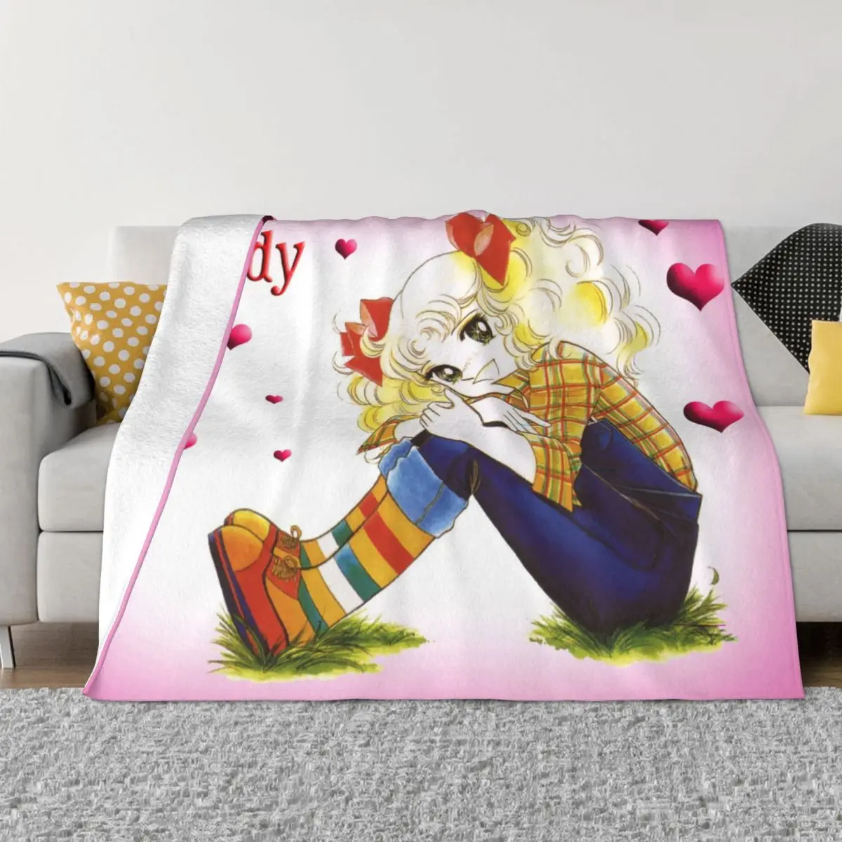 Candy Candy Anime Candy Heart Portable Warm Throw Blankets for Bedding Travel