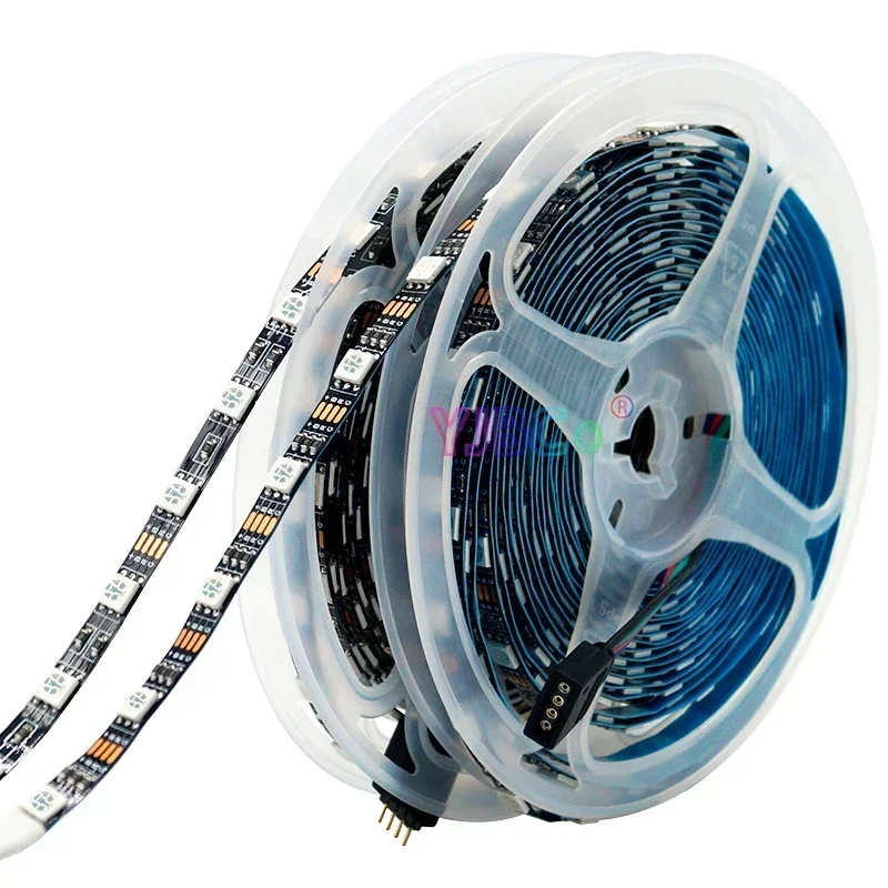 12V DC 5M SMD 5050 RGB LED Strip 60LEDs/M Narrow side 6mm width White PCB Flexible Light Tape Not waterproof Lamp Bar