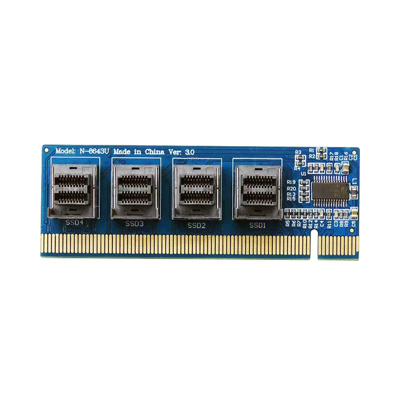 

Разделительный адаптер карты для Ultramicro, PCIe от 3,0 до 4-port SFF-8643 U2, F618R2-FT, X10DRFF