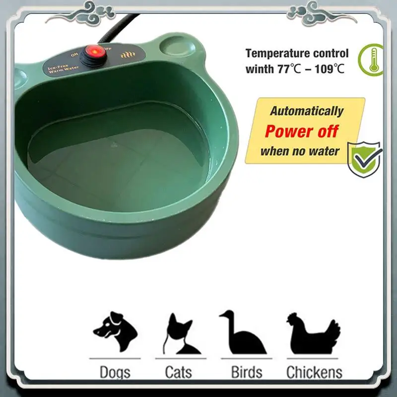 

Durable Heated Water Bowl For Dogs, Non-Freezing Outdoor Heated Dog Bowl, Winter Heated Pet Bowl For Cats, Chickens US Plug 21X2