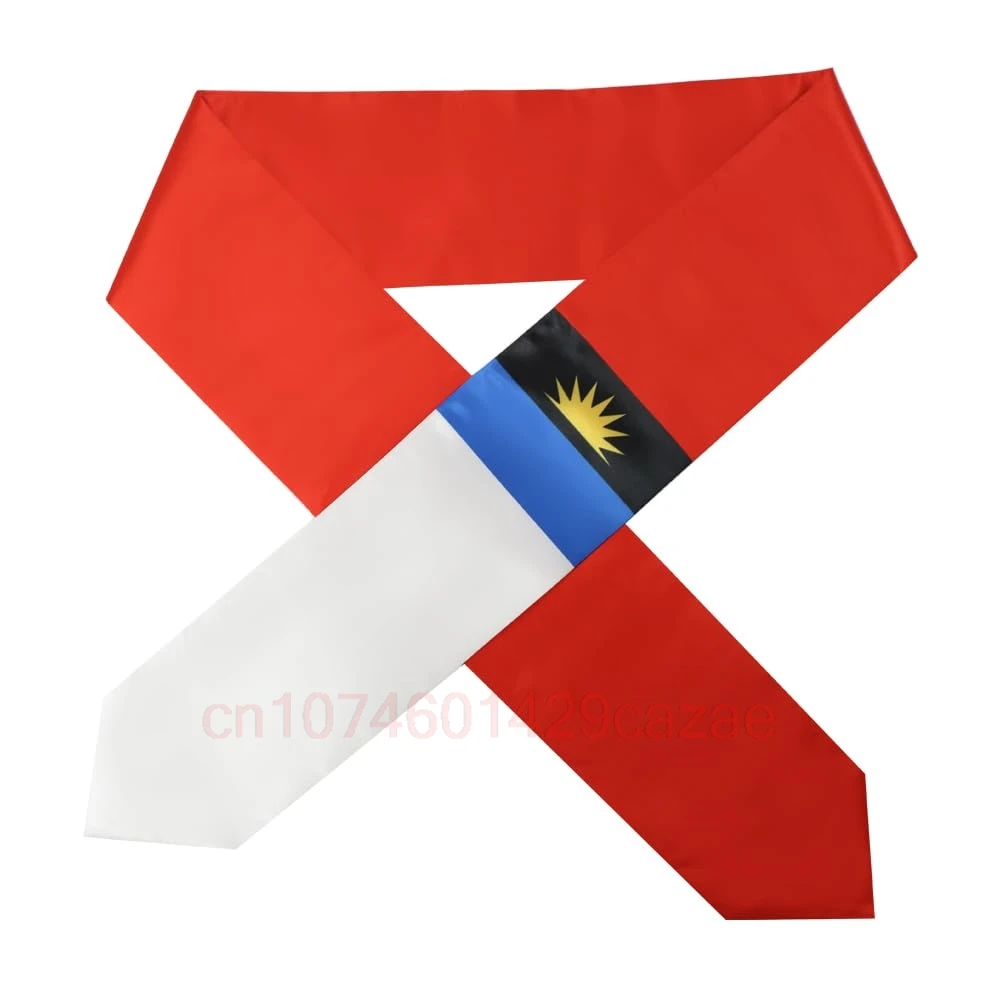 Antigua Flag 180*15CM Graduation Sash Stole Scarf Double Sided for Study Aboard International Class Of 2024