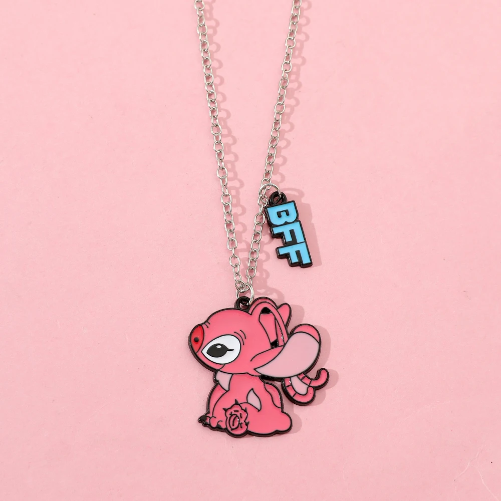 2PCSThis Adorable Pair of Disney Characters Stitch & Lilo Pendant Necklace Makes a Great Birthday or Valentine's Gift.