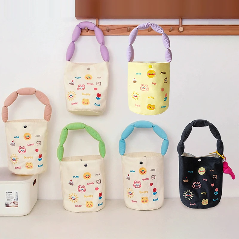 أزياء لطيف المرأة المطرزة قماش حقيبة الكتف تخزين حقيبة الغداء #4