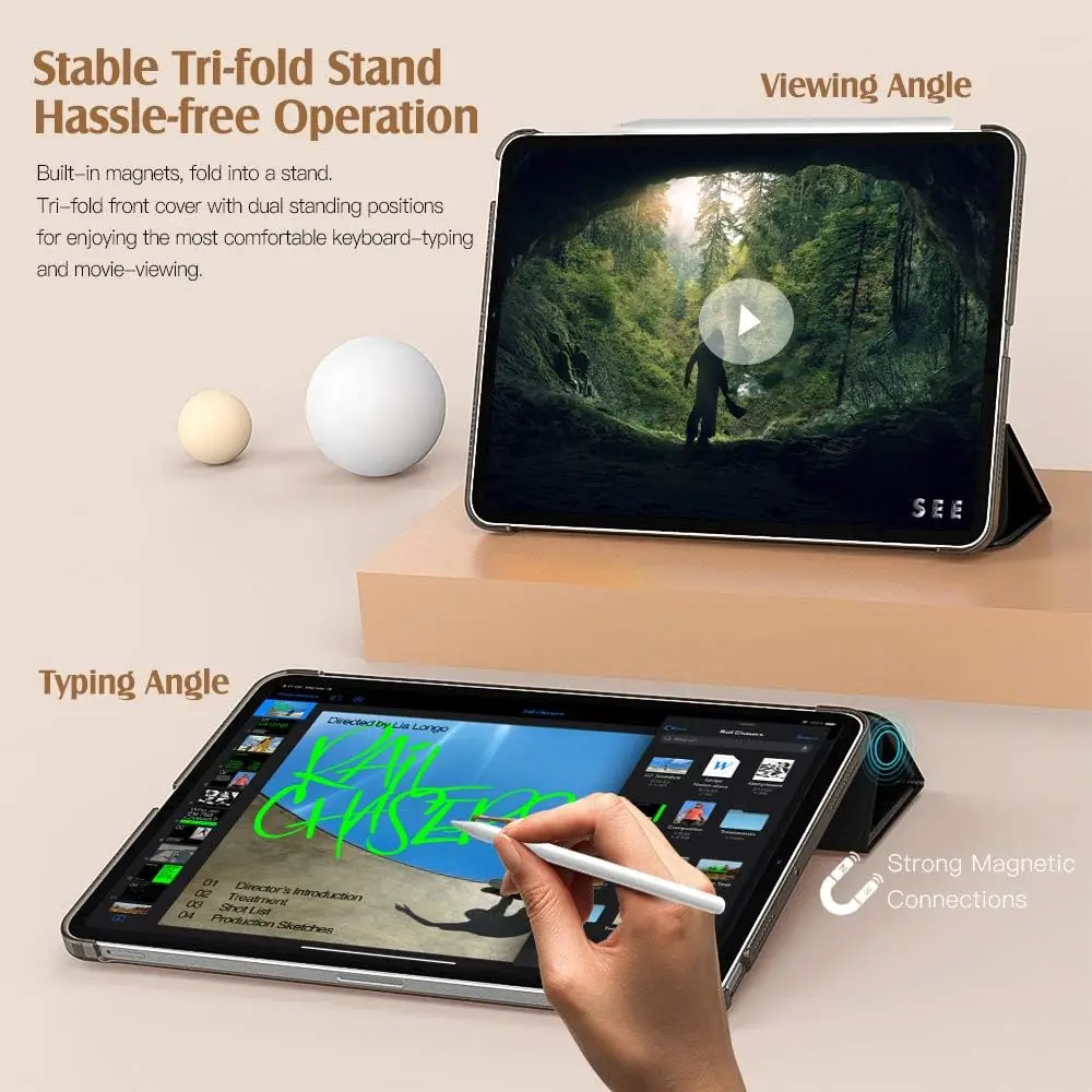 아이패드 에어 11인치 케이스 (M3/M2-2025/2024), 아이패드 에어 5세대 2022/4세대 2020 10.9인치, 슬림 하드 반투명 백 커버