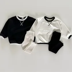 2024 Herfst Nieuwe Baby Lange Mouw Casual Sweatshirt Letter X Borduurwerk Sweatshirt Voor Jongens Meisjes Katoenen Tops Peuter Pullover