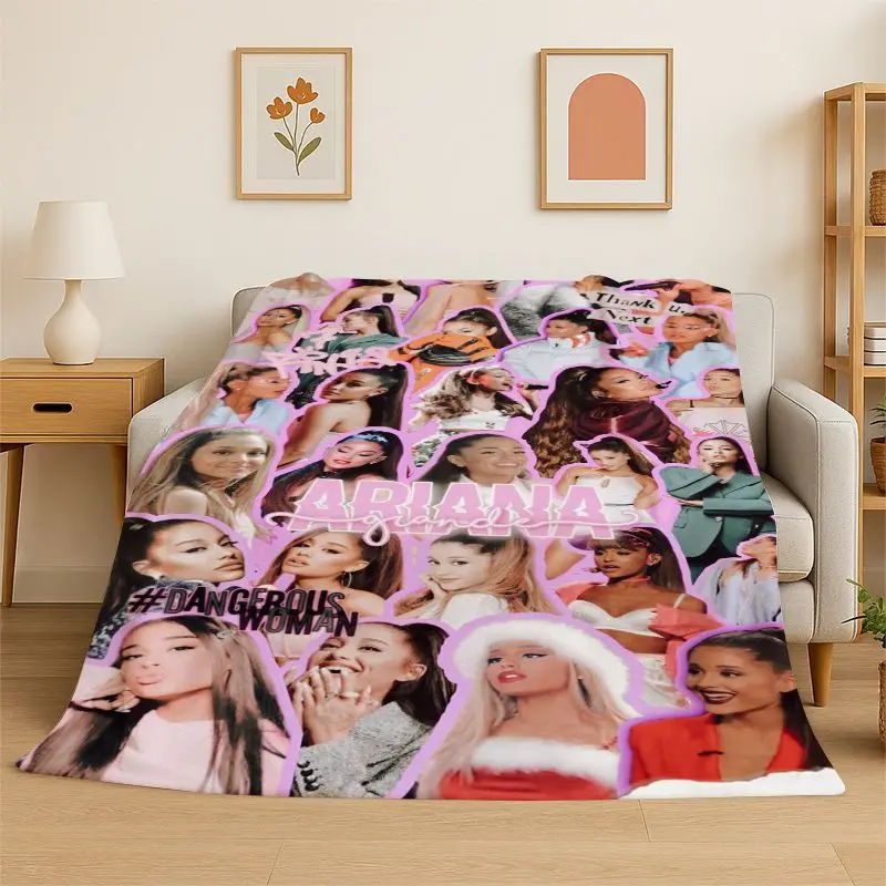 Ariana Grande Singer Star Flannel Blanket,Ultra Soft Warm Plush Throw for Home Bedroom Bed Sofa Cover Office Camping Picnic gift
