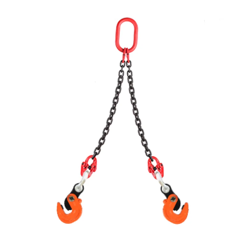 Steel Horizontal Lifting Clamp Hook Double Leg Chain Sling Assembly 3.2T/5T Industrial Plate Hoisting Rigging Tool Durable