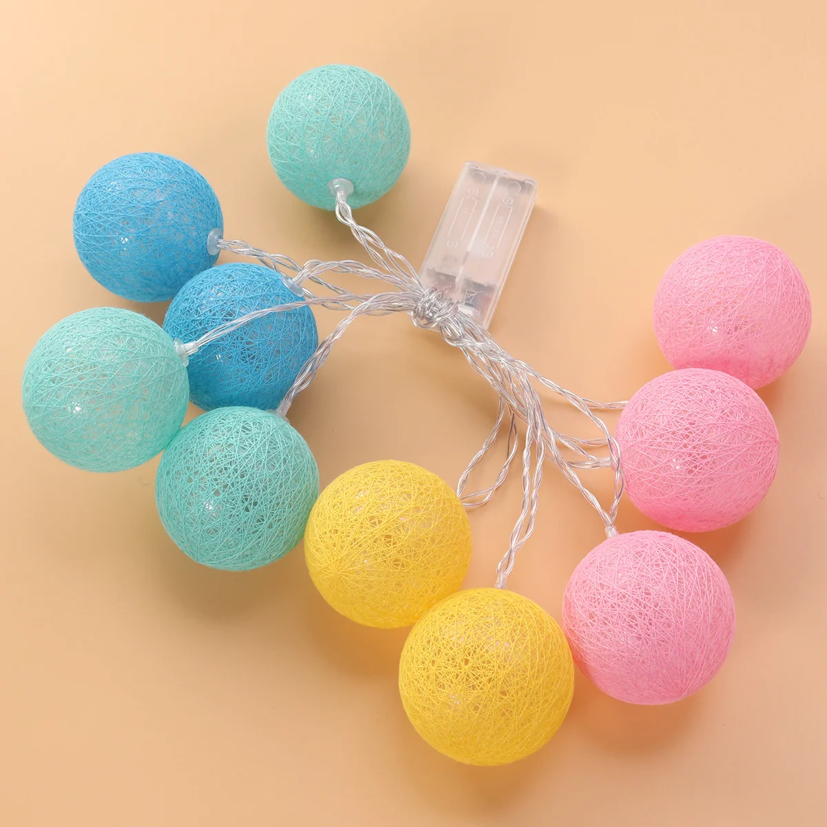 LED ضوء سلسلة الحلوى الملونة خيط القطن الكرة مهرجان عيد الميلاد حزب ديكور 2M 10 مصابيح لا ضوء سلسلة LED #5