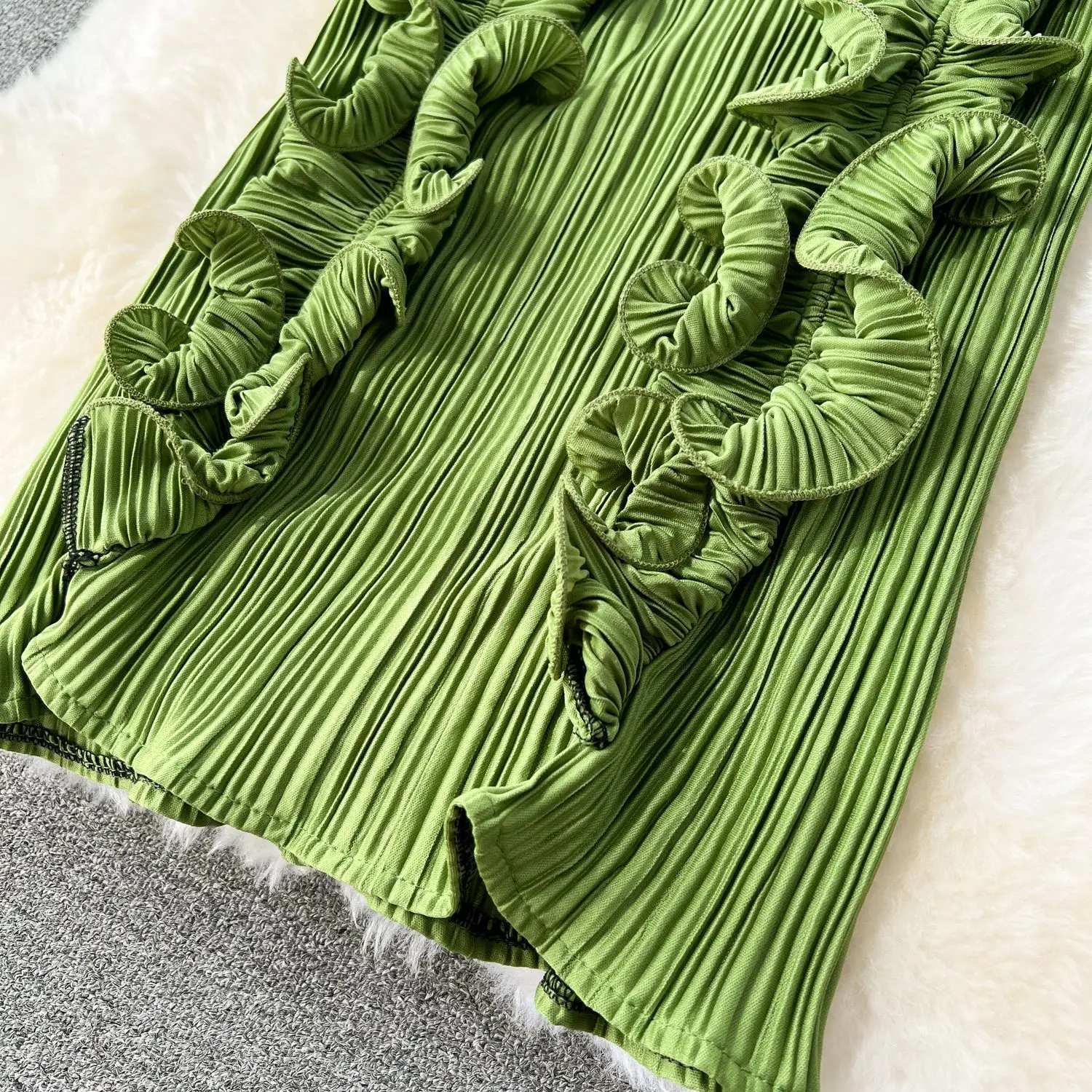 Vrouwen slim fit v-hals jurk elastische geplooide mouwloze ruches hoge taille sexy avondfeest cocktailpakket hippe jurk