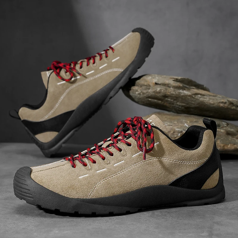 

Khaki New Outdoor Walking Hiking Shoes Men Outdoor Sports Suede Shoes Camping Climbing Shoes Lightweight Trekking Sneakers Man