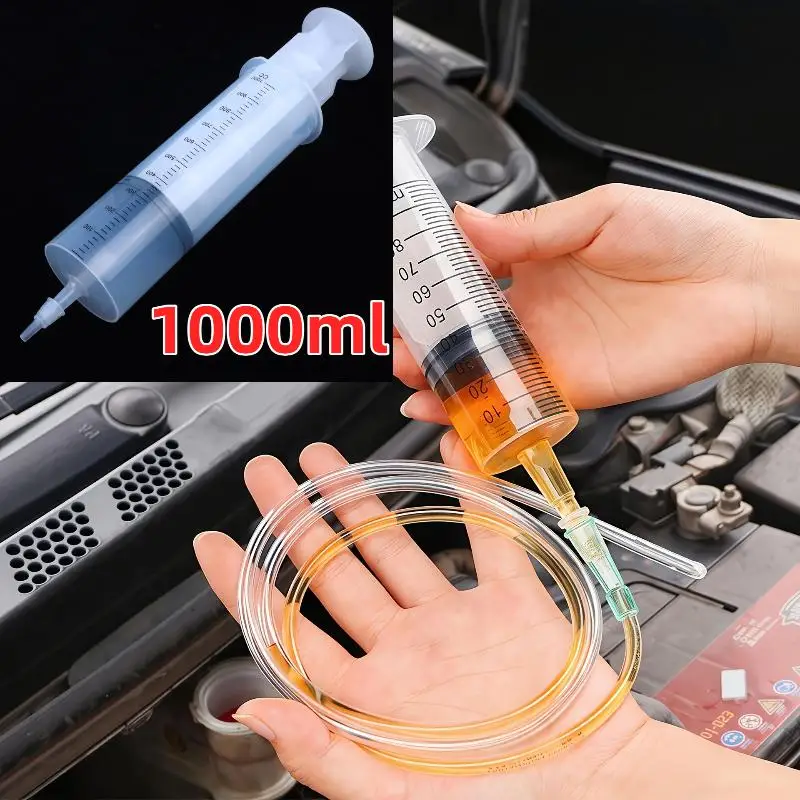 Versatile Oil Pump Syringe With 1000ml Capacities Including 1m Soft Tube For Pet Enema Siphoning Water Or Engine Oil