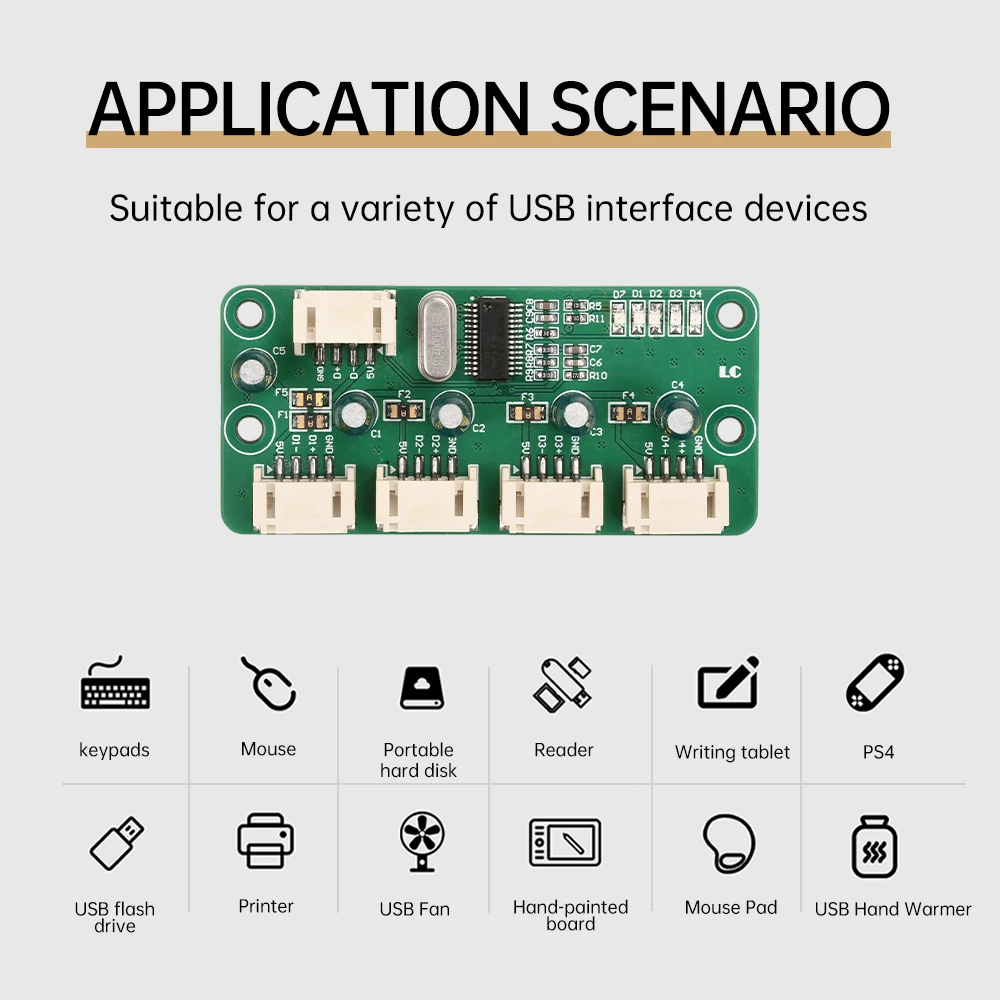 DC5V One-to-Four USB 2.0 Hub PH2.0 Interface Version Driverless USB Splitter HUB Module Electronic Development Expansion Board