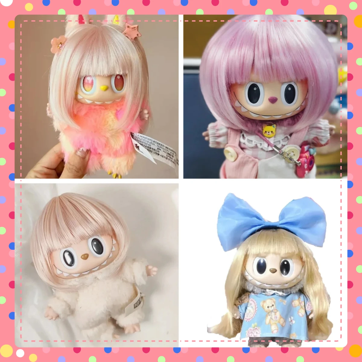 

Изысканный парик для Ropa Labubu 22-23 см, аксессуары по окружности головы, высокотемпературное волокно, мягкий шелковый парик для куклы, многоцветный