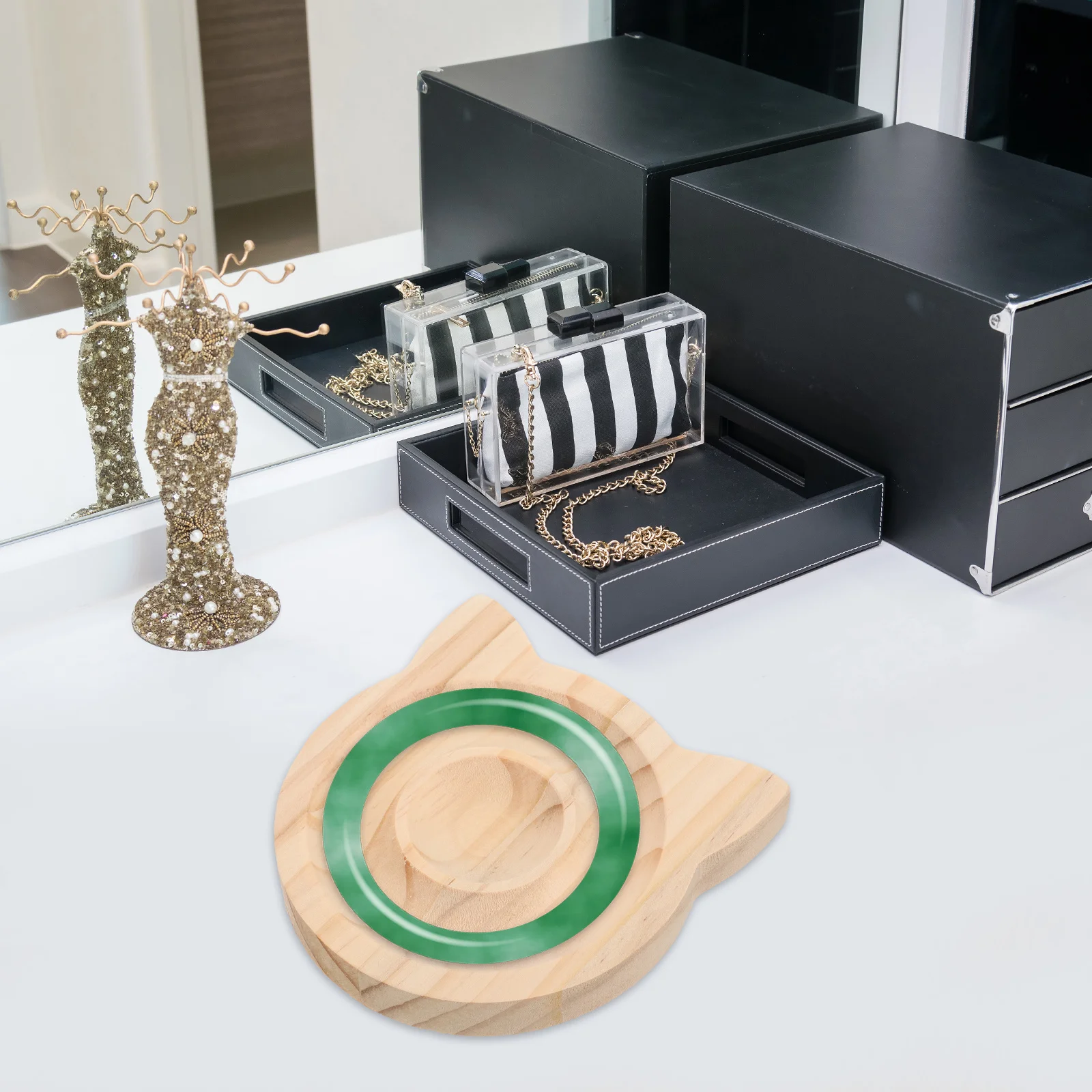 

Bracelet Board Wooden Display Tray Beaded Groove Jewelry Holder Compact Storage Plate for Bracelets Bracelet Board