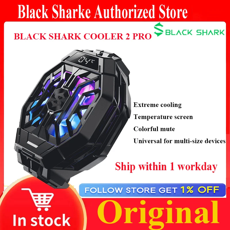 Black Shark Fun Cooler 2 Pro Funcooler Cooling With Temperature Display for iPhone Xiaomi Redmagic Black Shark Phone