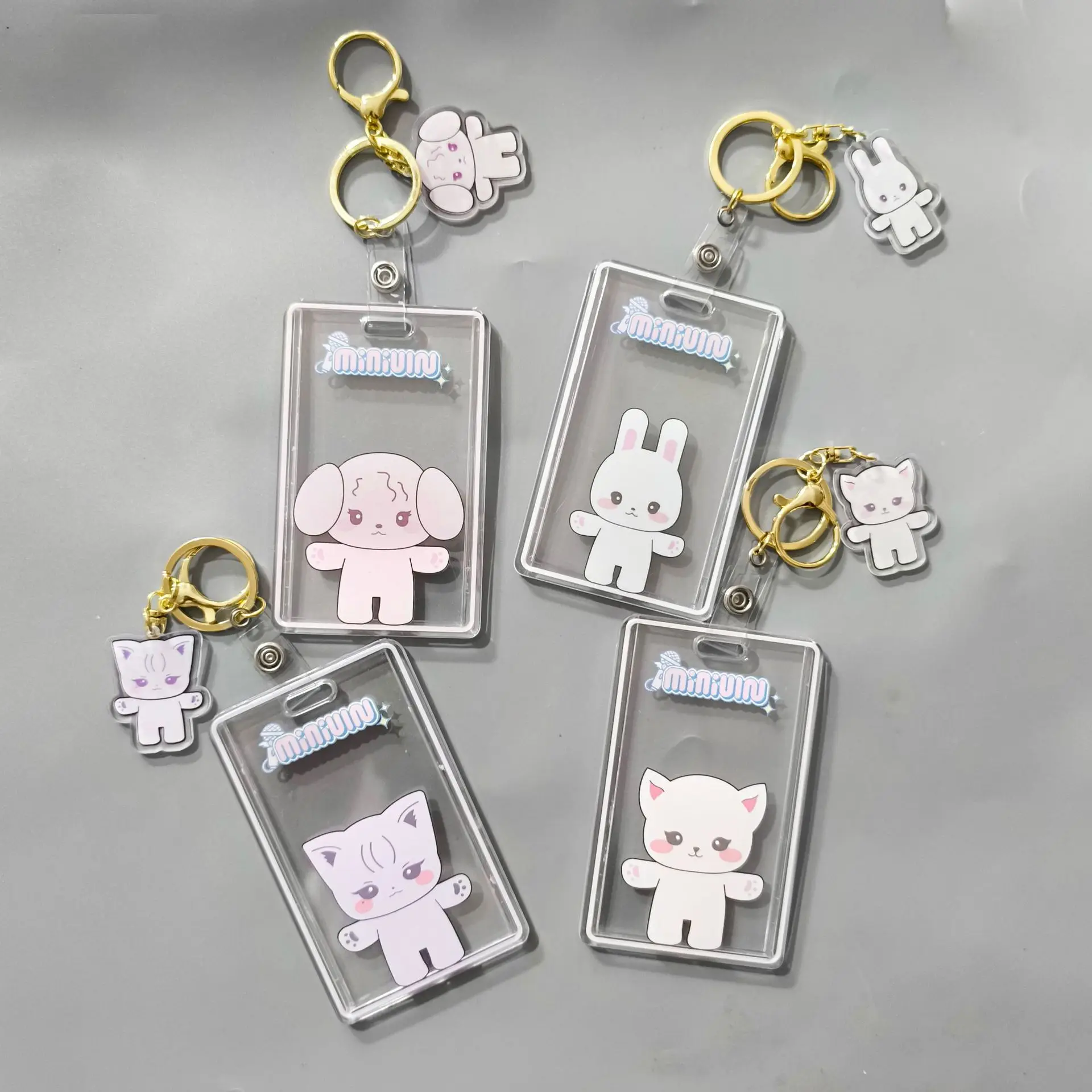 

KPOP (G)I-DLE Cartoon Animals Acrylic Card Holder Keyring Soyeon Miyeon MINNIE YUQI Photo Frame Keychain Fans Bag Accessory Gift