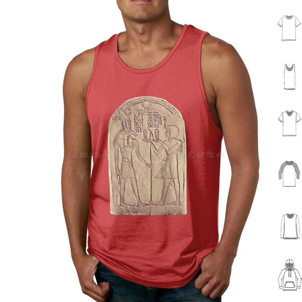 Rameses I Offering To Set Stele. ( Alt Version ) Tank Tops Print Cotton Ancient Egypt Egyptian Rameses Ramesses Ramses