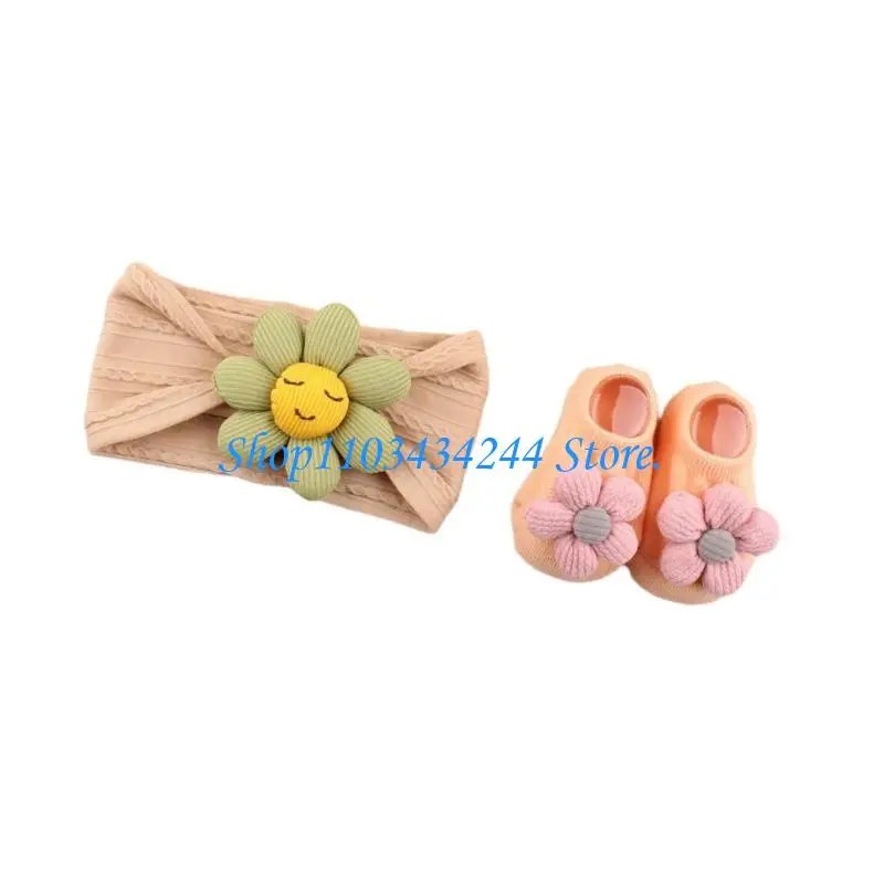 

G2TC Infant Nylon Headband with Socks Set Newborn Baby Headband & Sock Pairing set