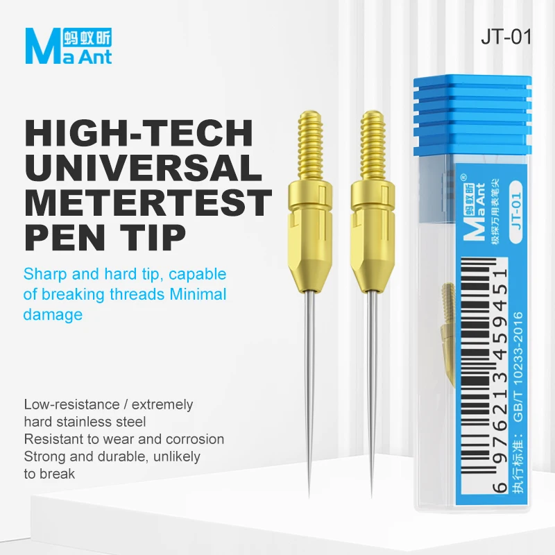 MaAnt JT-01 Stainless Steel Micro Probe Tip 0.1mm Sharp Needle Hard Alloy Probe Pin for SMD IC Testing & LED Measurement